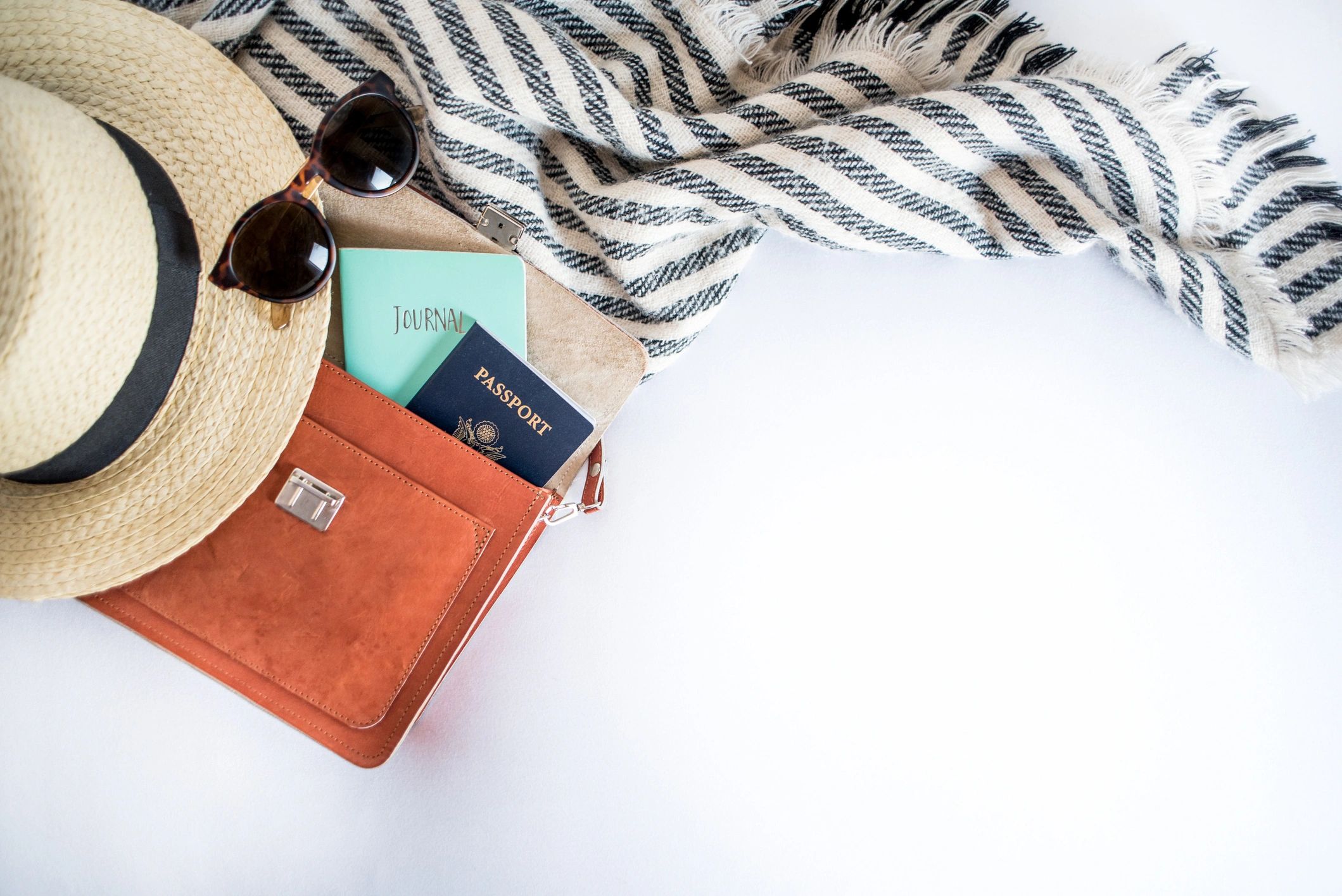 Travel packing flat lay for a coastal weekend trip
